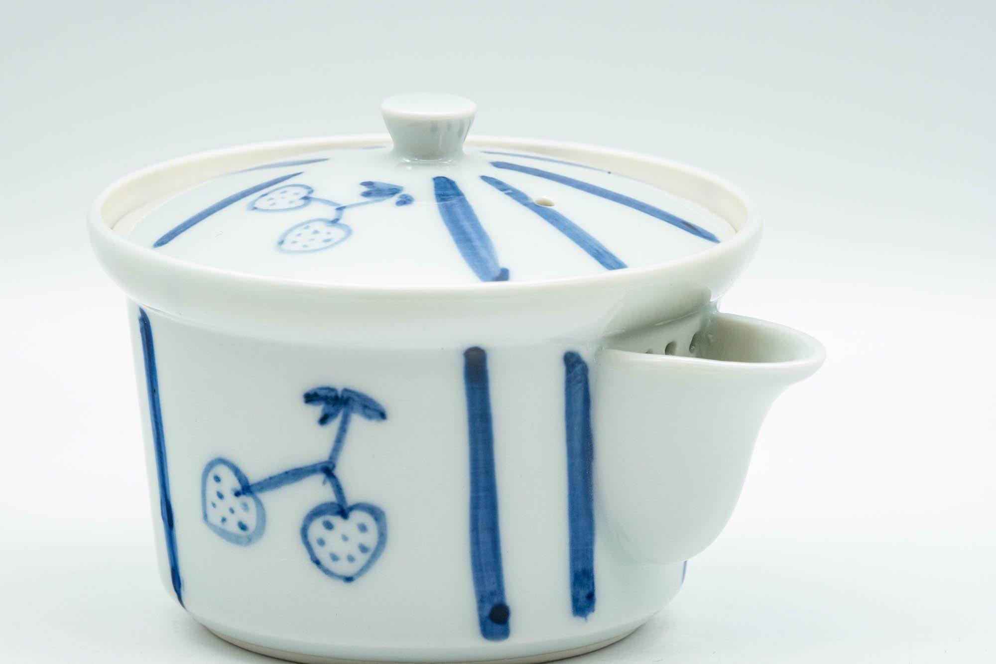 Japanese Houhin - Striped Blue White Porcelain Arita-yaki Teapot - 125ml