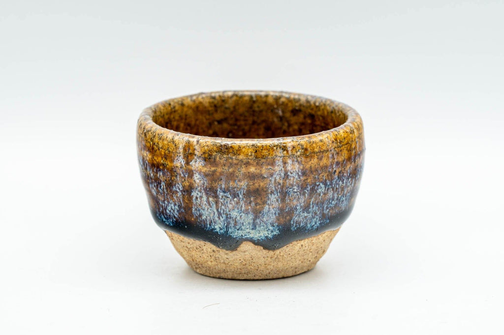 Japanese Teacups - Set of 3 Blue Drip-Glazed Guinomi - 25ml