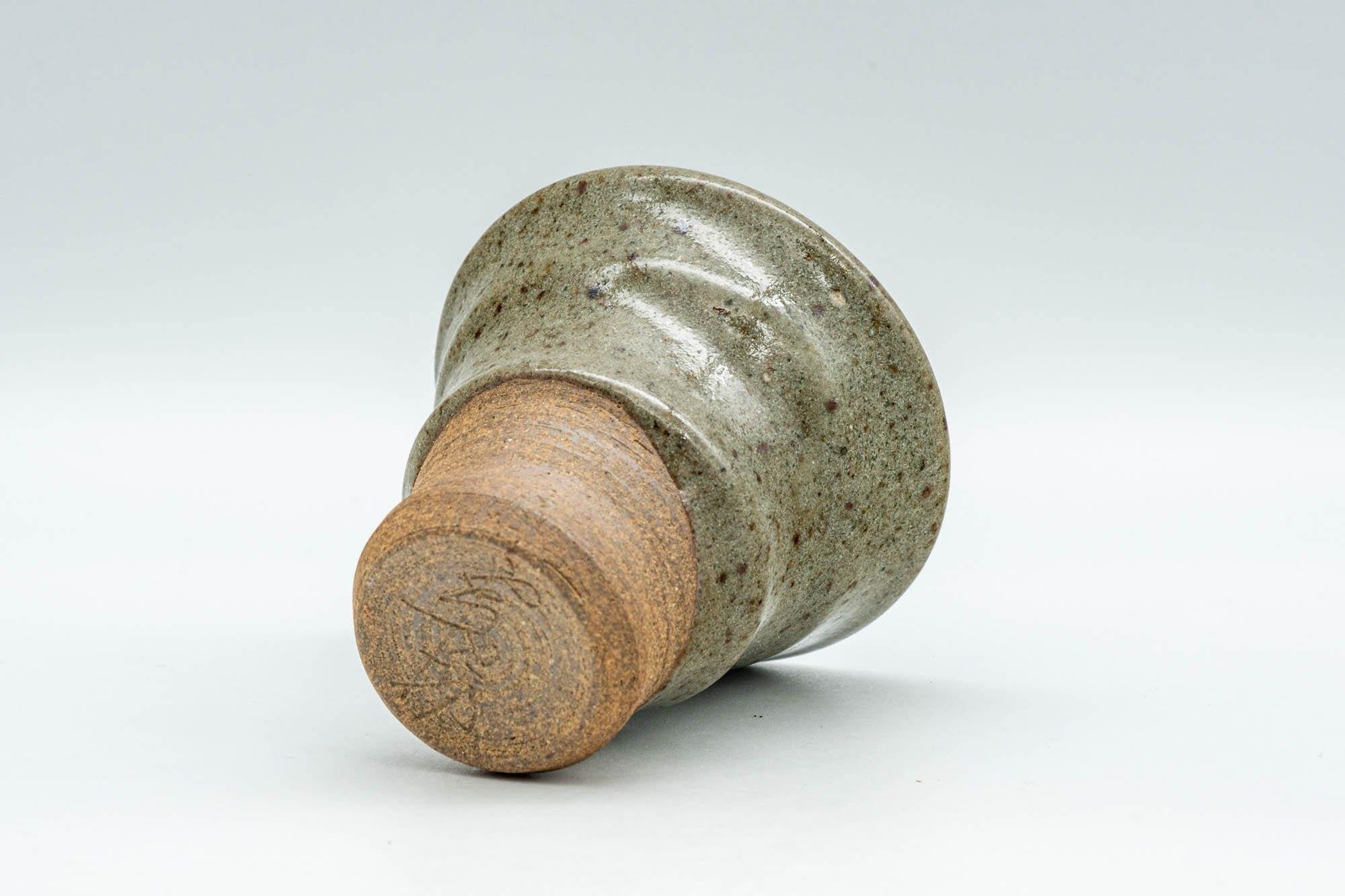 Japanese Teacup - Olive Green Glazed Ribbed Guinomi - 55ml