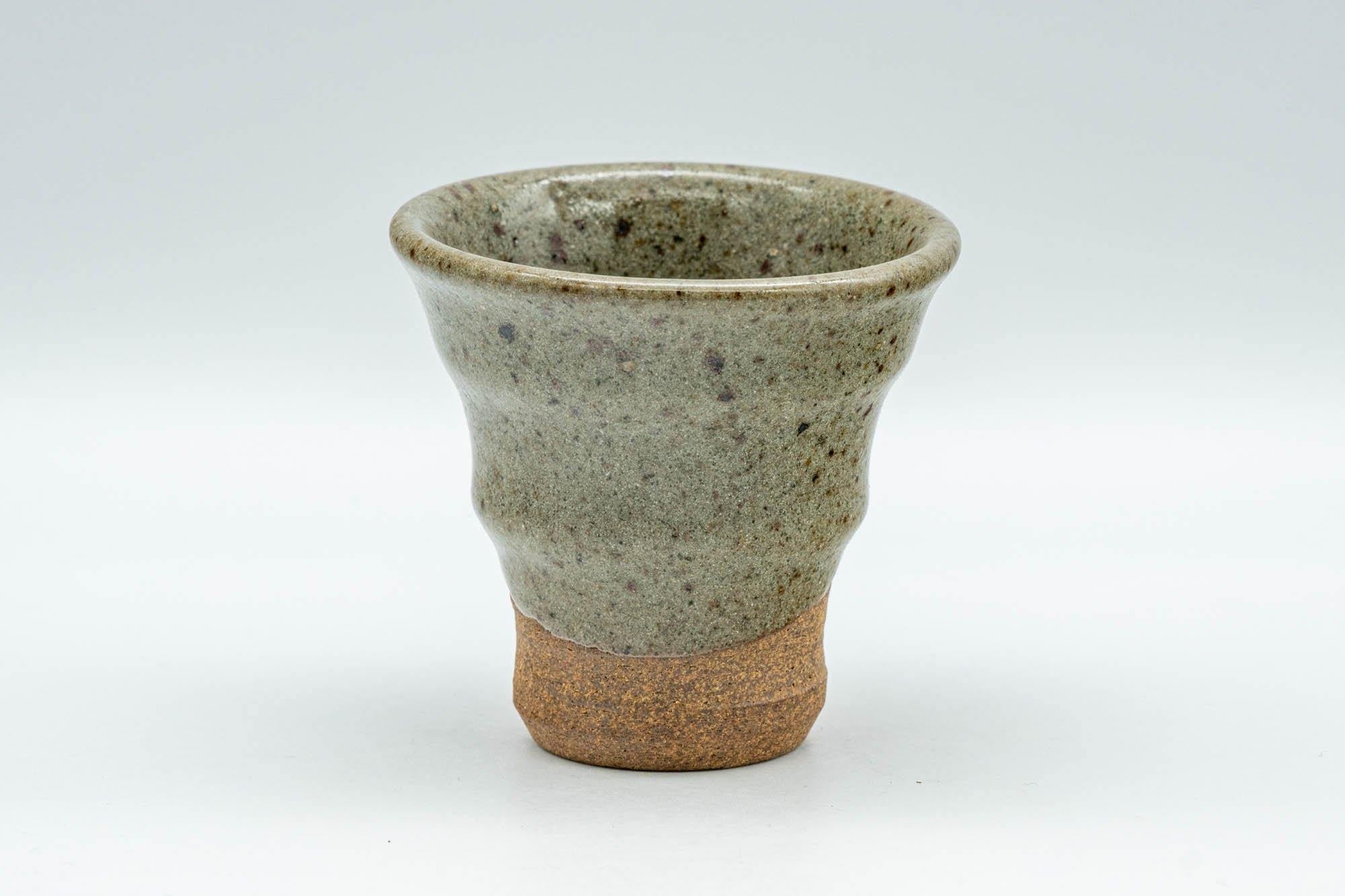 Japanese Teacup - Olive Green Glazed Ribbed Guinomi - 55ml