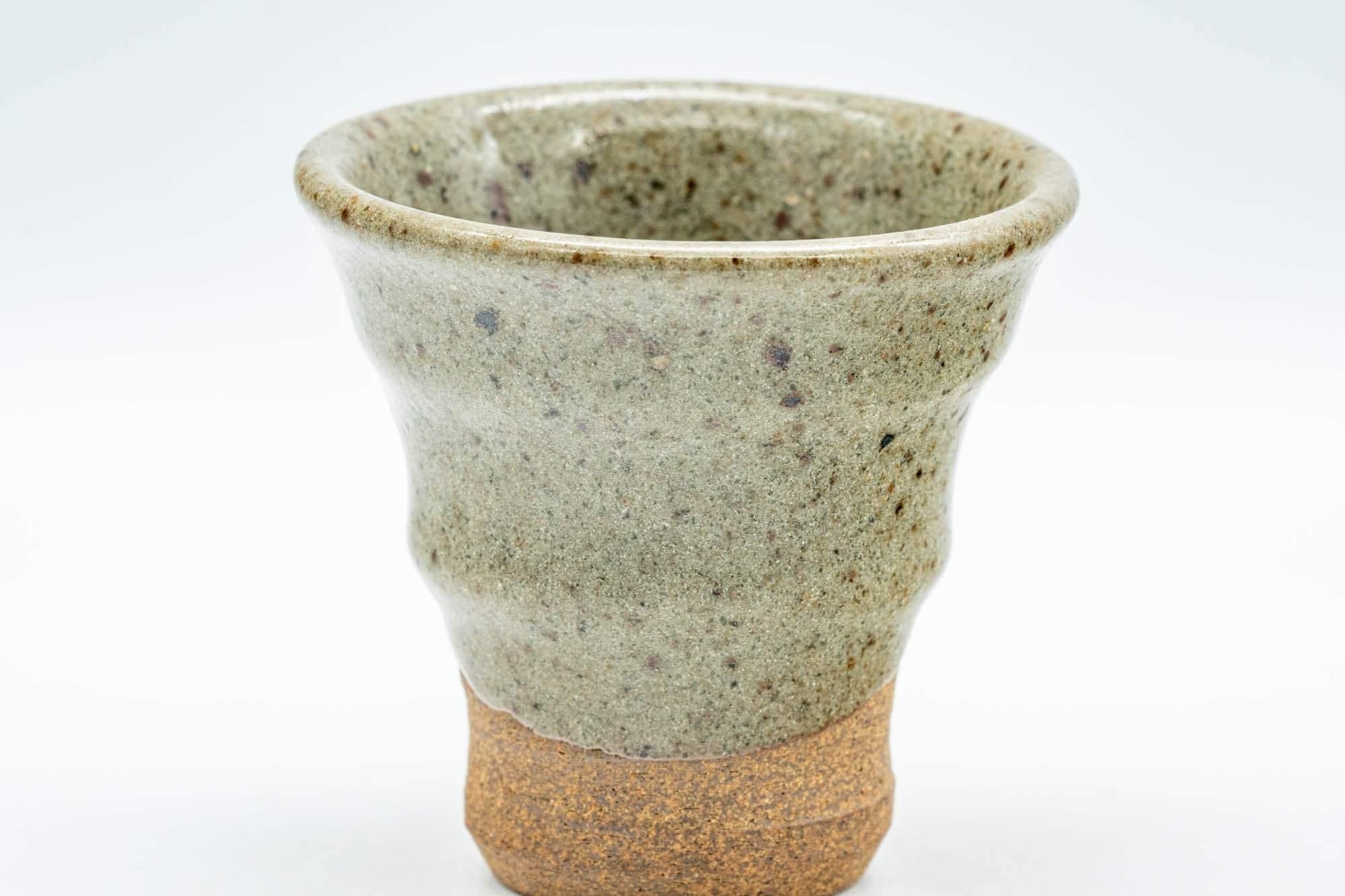 Japanese Teacup - Olive Green Glazed Ribbed Guinomi - 55ml