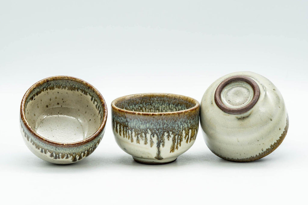 Japanese Teacups - Set of 3 Drip-Glazed Guinomi - 35ml