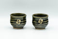 Japanese Teacups - Pair of Forest Green Glazed Guinomi - 60ml