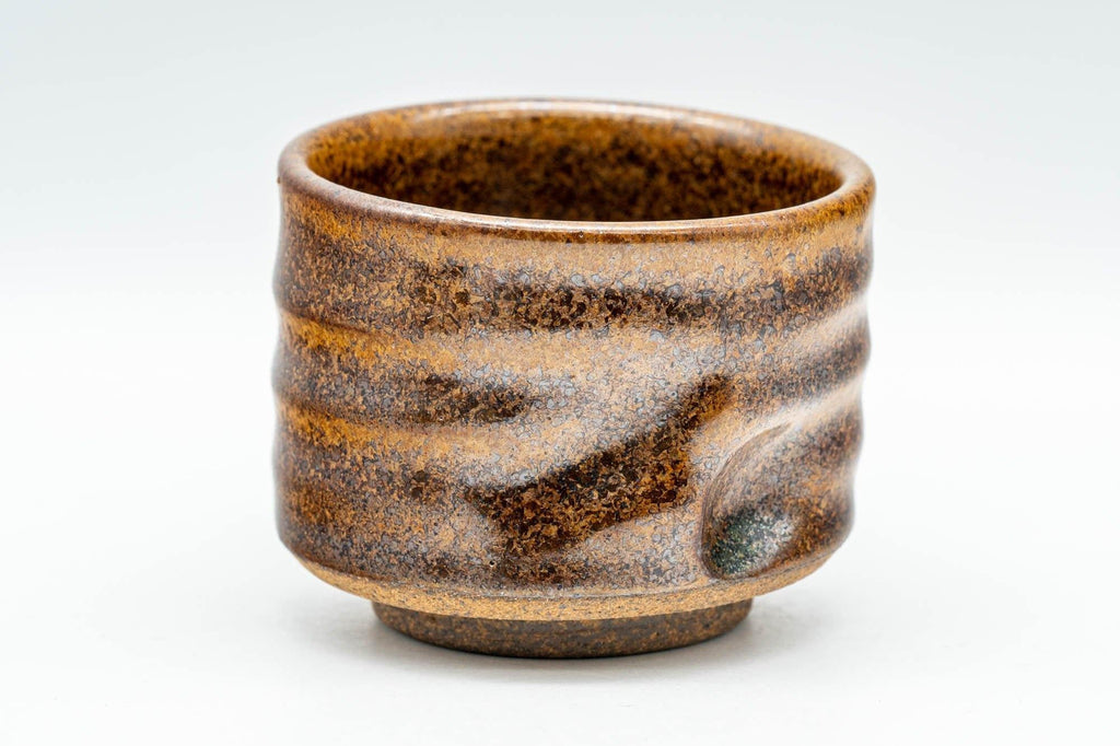 Japanese Teacups - Pair of Brown Thumb-Indented Yunomi - 70ml