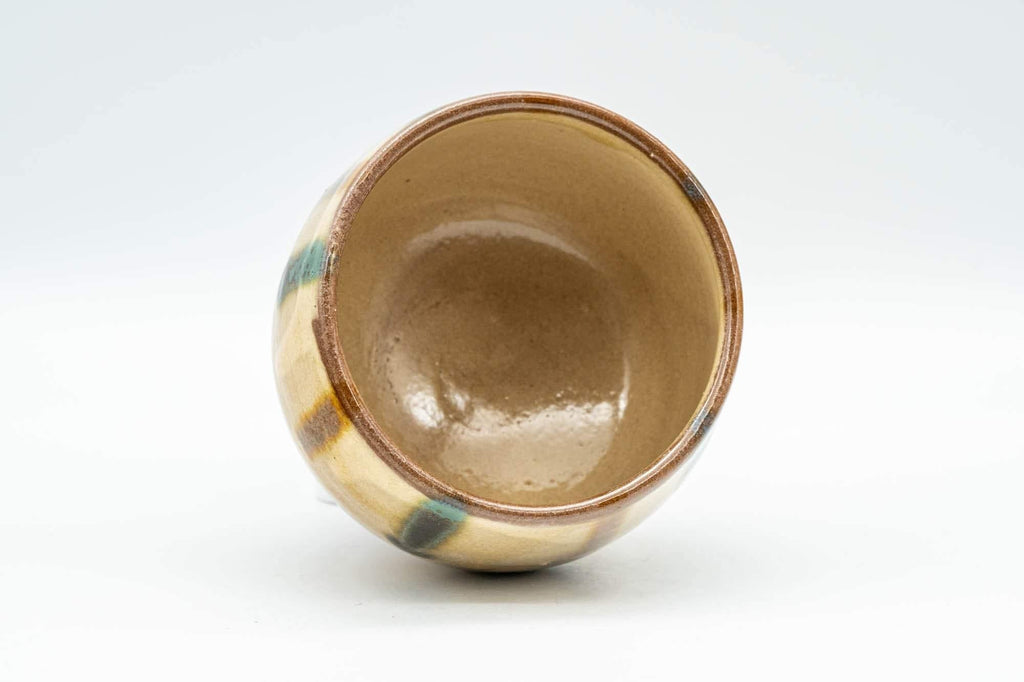 Japanese Teacup - Brown and Blue Striped Drip-Glazed Yunomi - 190ml