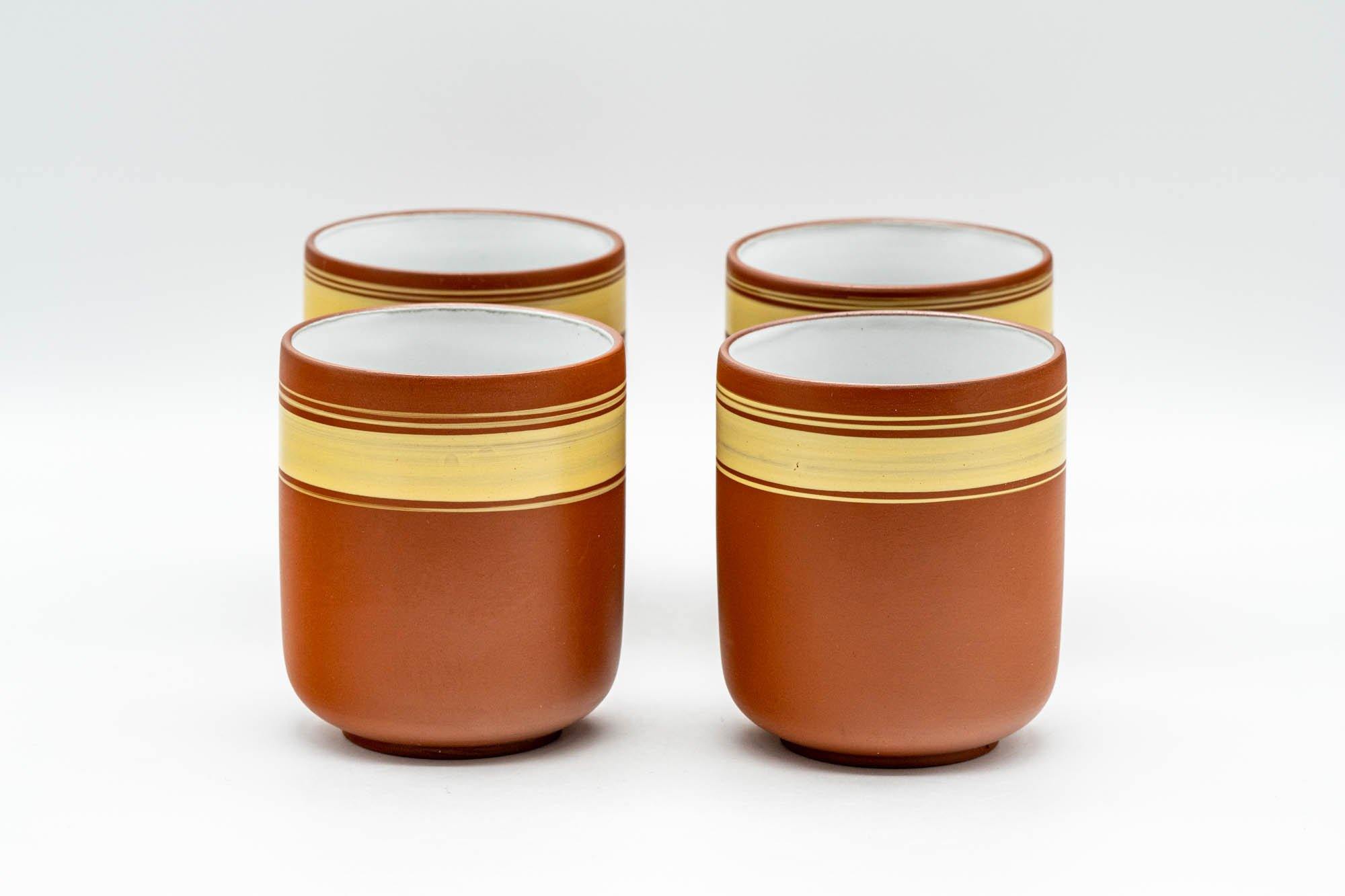 Japanese Teacups - Set of 4 Striped Tokoname-yaki Yunomi - 125ml