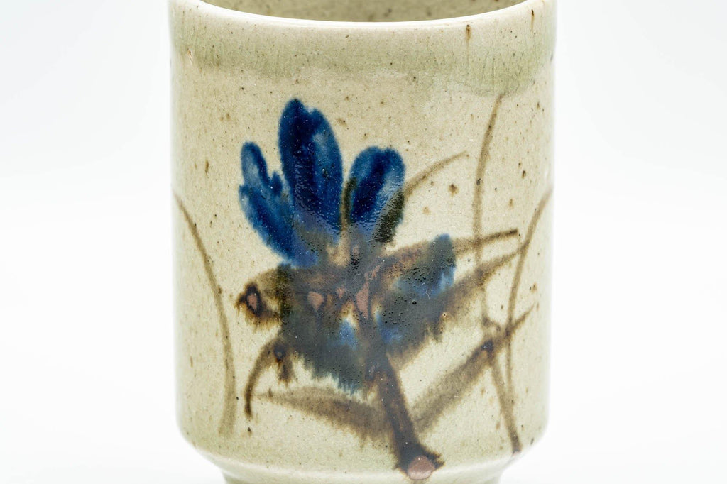 Japanese Teacups - Pair of Blue Floral Meoto Yunomi
