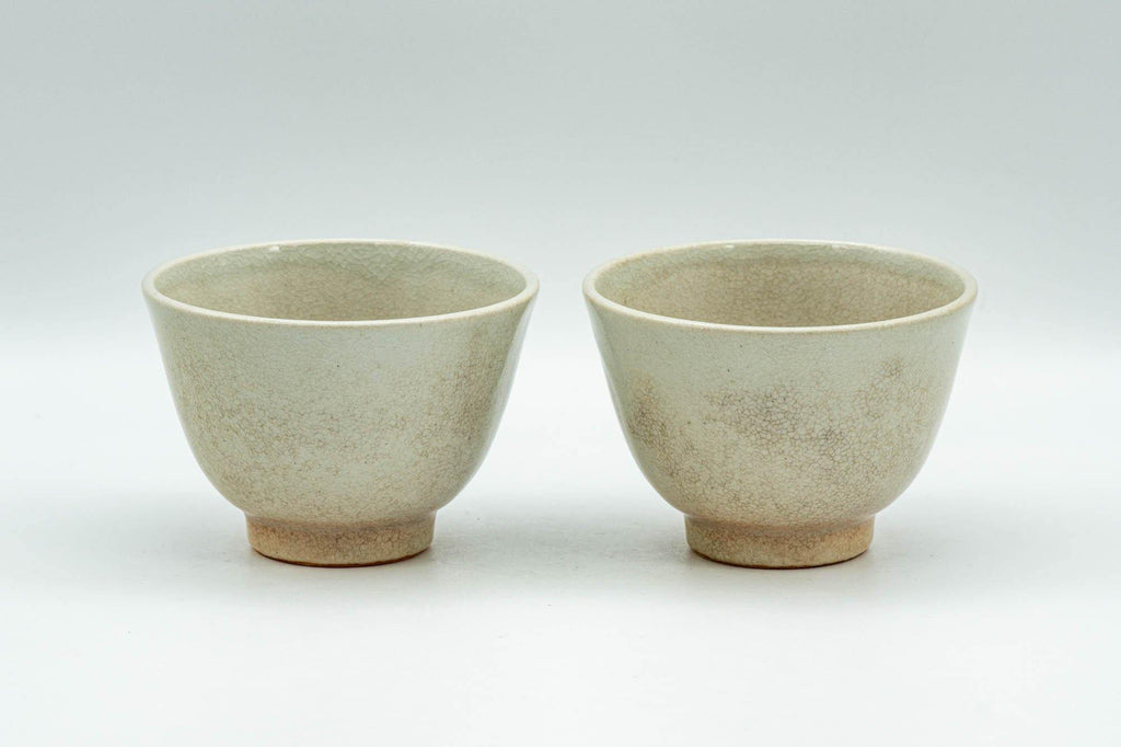 Japanese Teacups - Pair of Beige Hagi-yaki Yunomi - 100ml