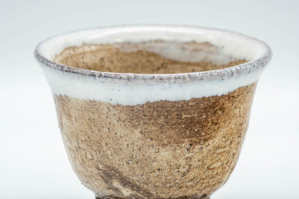 Japanese Teacup - Brown White Drip-Glazed Hagi-yaki Yunomi - 125ml