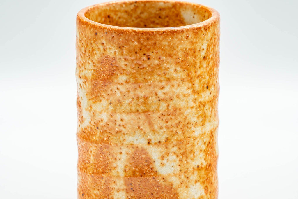 Japanese Teacup - Orange Shino Glazed Tsutsu-gata Yunomi - 130ml