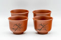 Japanese Teacups - Set of 4 Bamboo Spiraling Tokoname-yaki Yunomi - 100ml