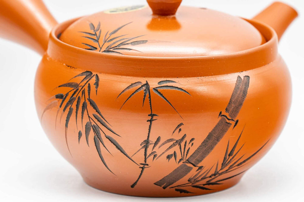 Japanese Kyusu - Engraved Bamboo Tokoname-yaki Teapot - 250ml