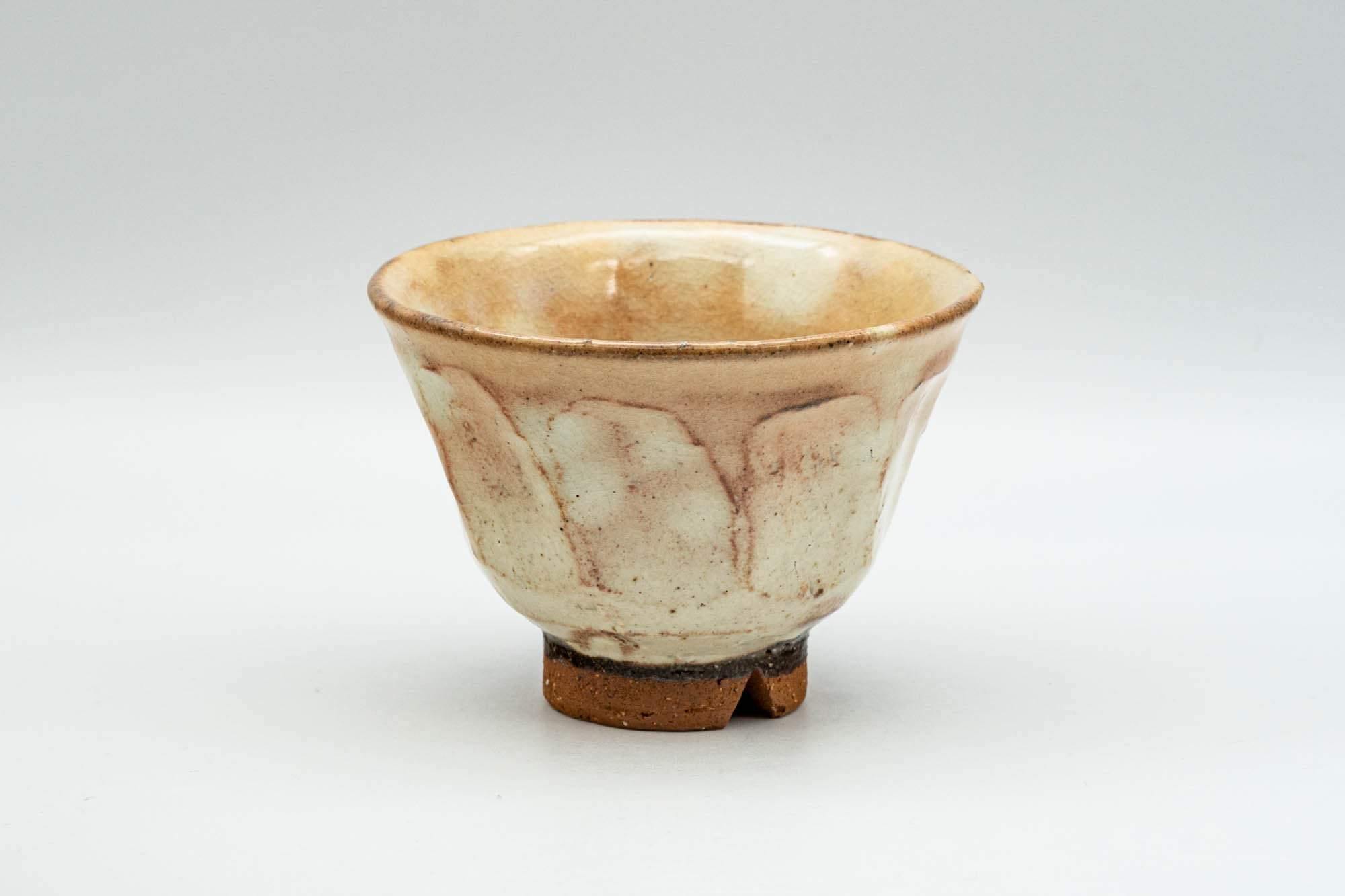 Japanese Teacups - Set of 3 Geometric Beige Glazed Hagi-yaki Yunomi - 110ml