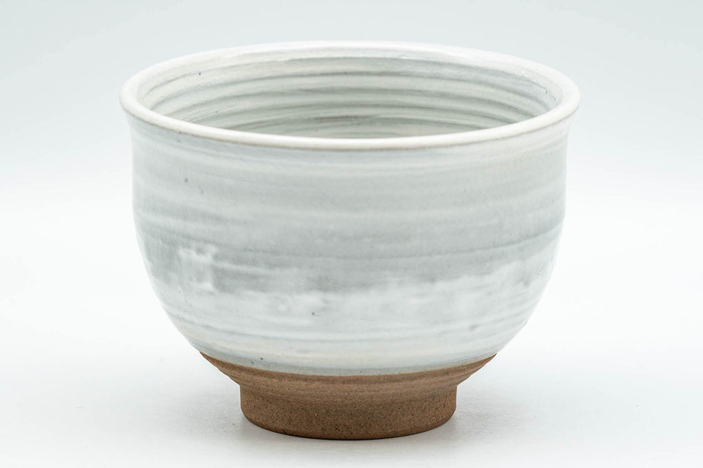 Japanese Teacups - Pair of Grey and White Glazed Spiral Yunomi - 180ml