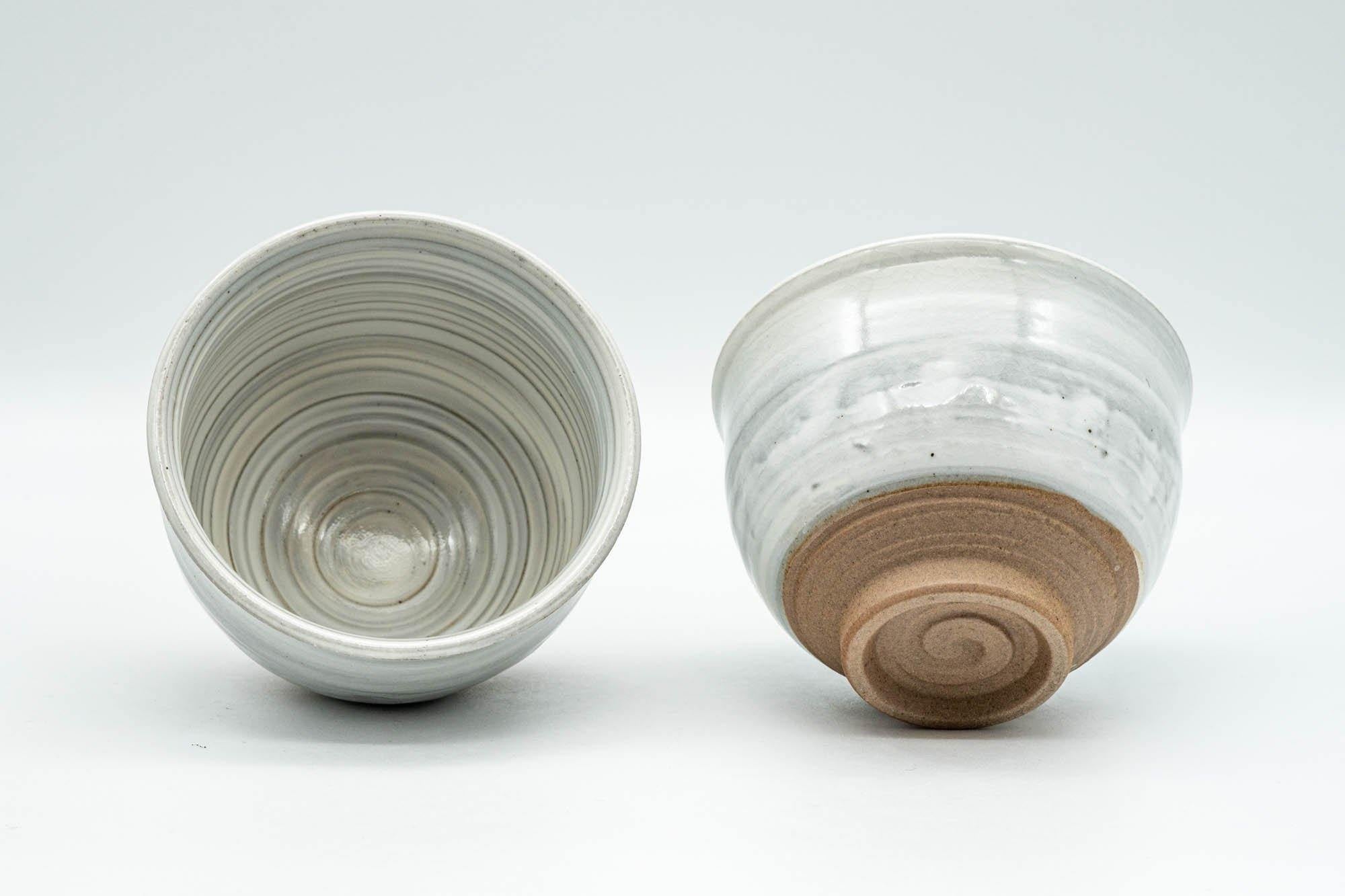 Japanese Teacups - Pair of Grey and White Glazed Spiral Yunomi - 180ml