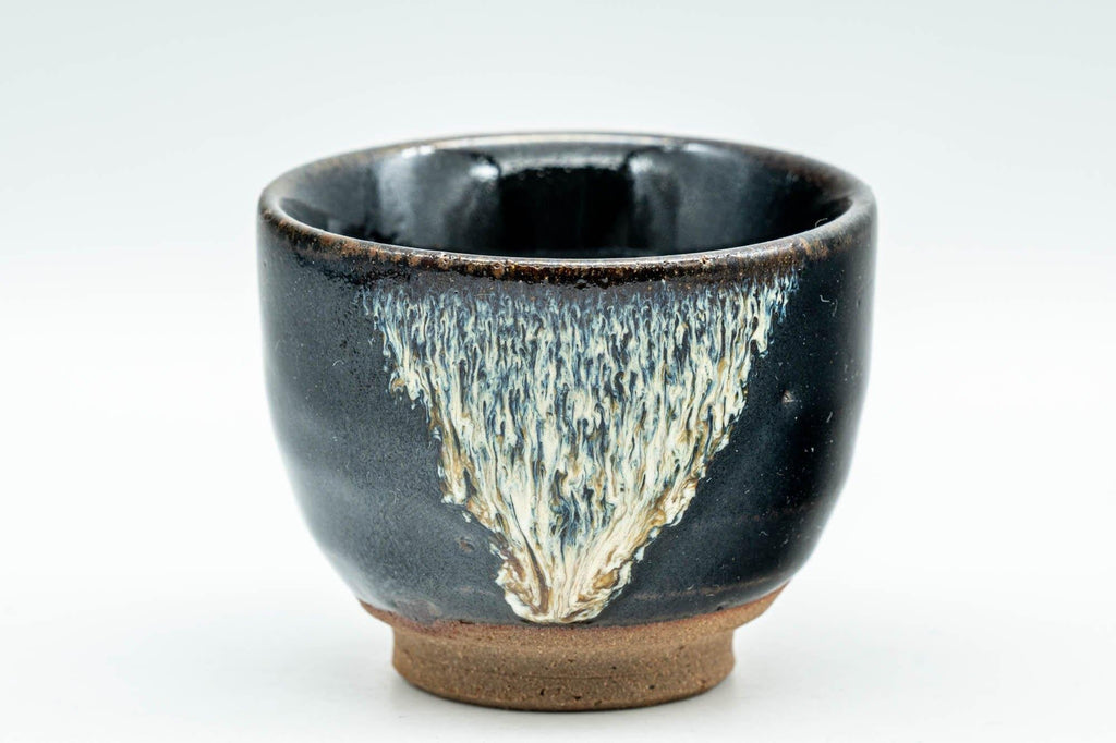 Japanese Teacups - Set of 3 Jet Black Hare's Fur Drip-Glazed Yunomi - 60ml