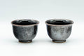 Japanese Teacups - Pair of Shiny Black Glazed Yunomi - 100ml