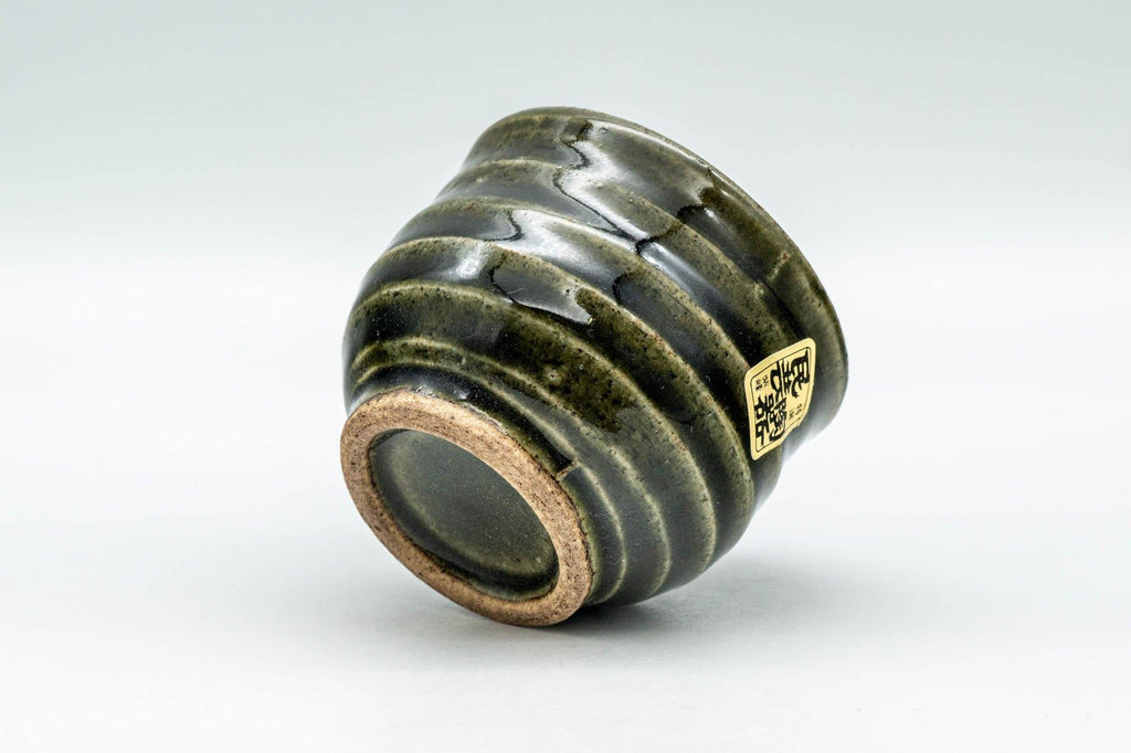 Japanese Teacup - Green Glazed Spiral Guinomi - 55ml