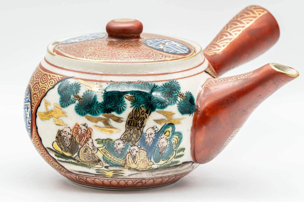 Japanese Tea Set - Kutani-yaki Debeso Kyusu Teapot with 5 Yunomi Teacups