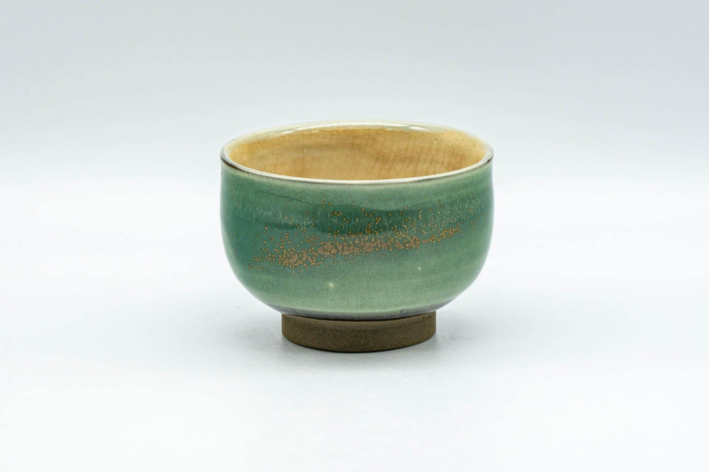 Japanese Teacup - Emerald Green Gold Speckled Yunomi - 80ml