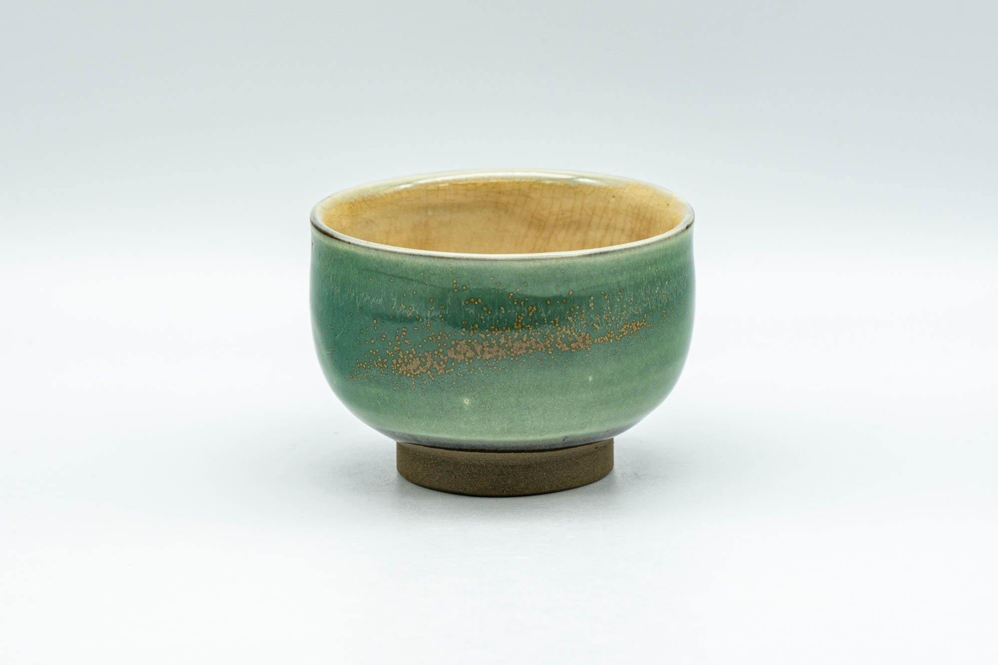 Japanese Teacup - Emerald Green Gold Speckled Yunomi - 80ml