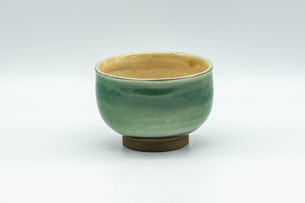 Japanese Teacup - Emerald Green Gold Speckled Yunomi - 80ml