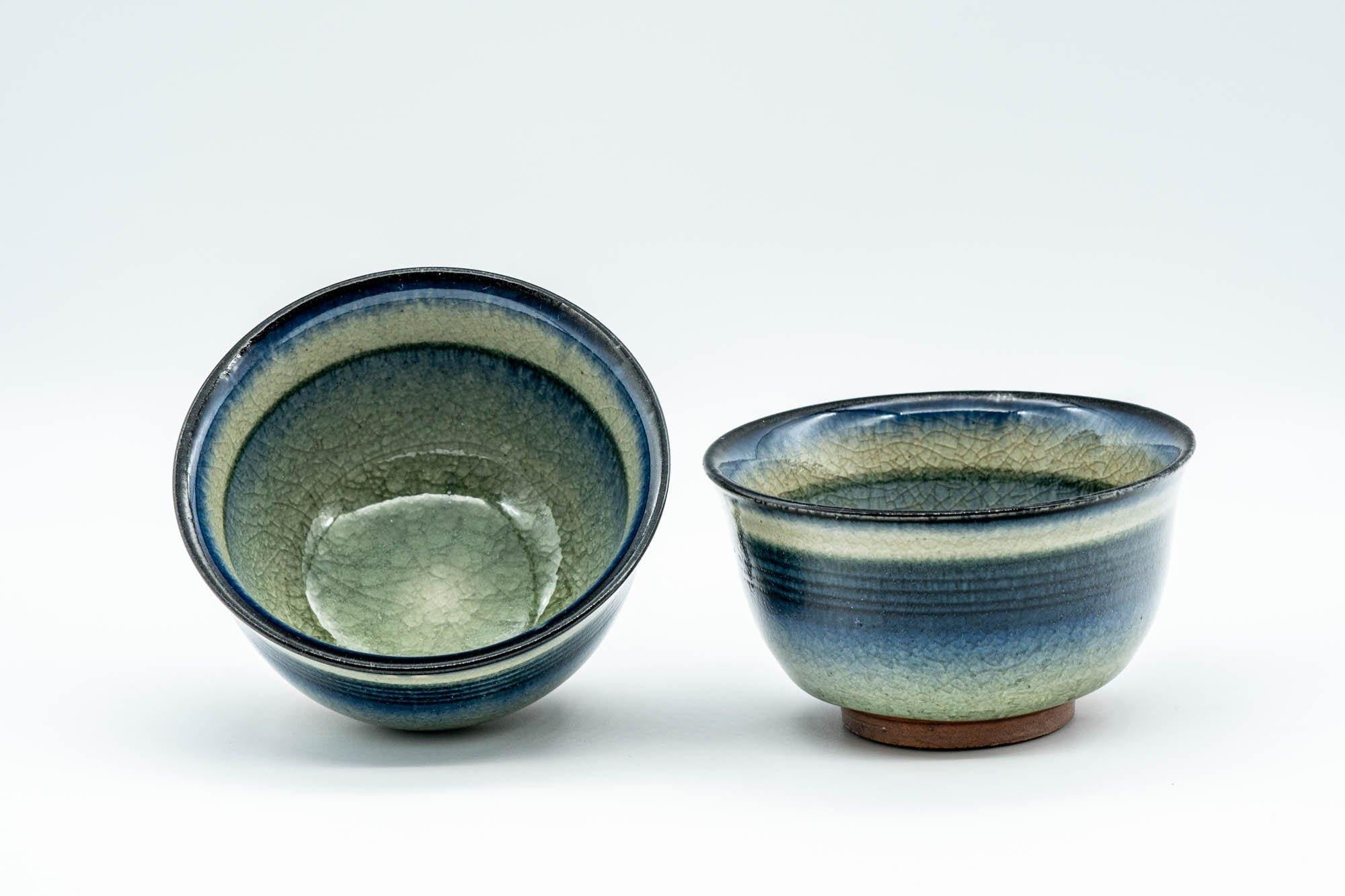 Japanese Teacups - Pair of Celadon Snowflake Glazed Yunomi - 100ml
