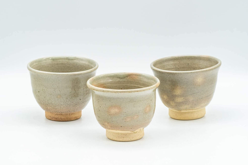 Japanese Teacups - Set of 3 Gohonte Hagi-yaki Guinomi - 50ml