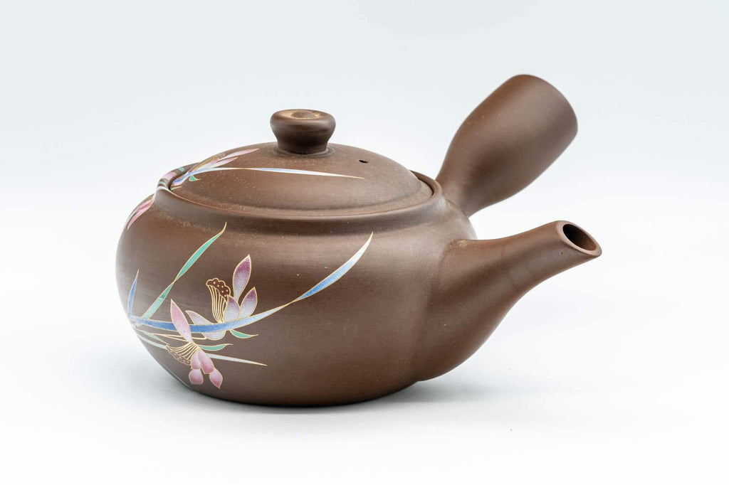 Japanese Kyusu - Floral Pattern Clay Teapot with Fine Mesh Strainer - 400ml