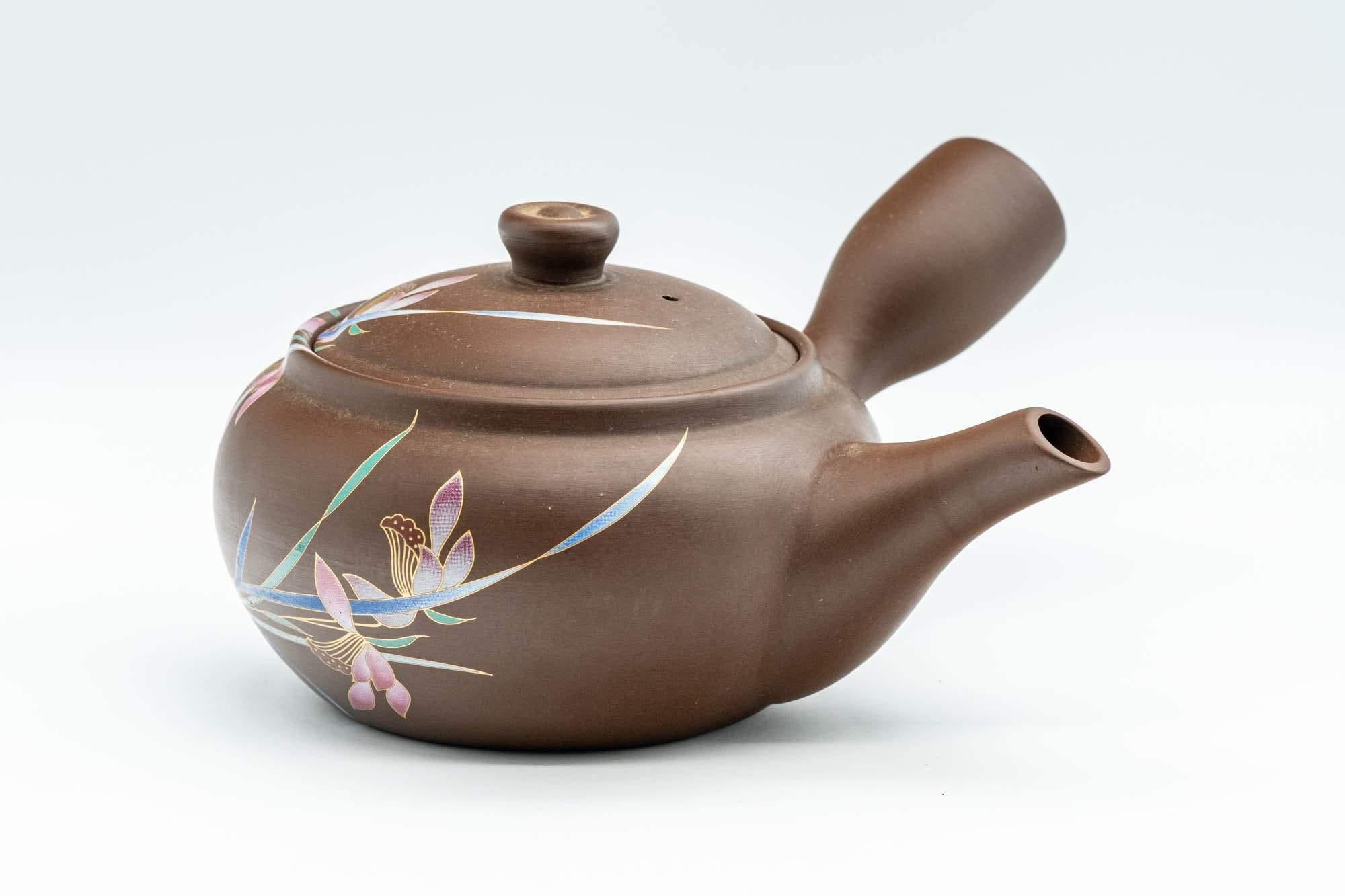 Japanese Kyusu - Floral Pattern Clay Teapot with Fine Mesh Strainer - 400ml