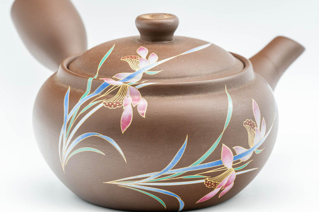 Japanese Kyusu - Floral Pattern Clay Teapot with Fine Mesh Strainer - 400ml