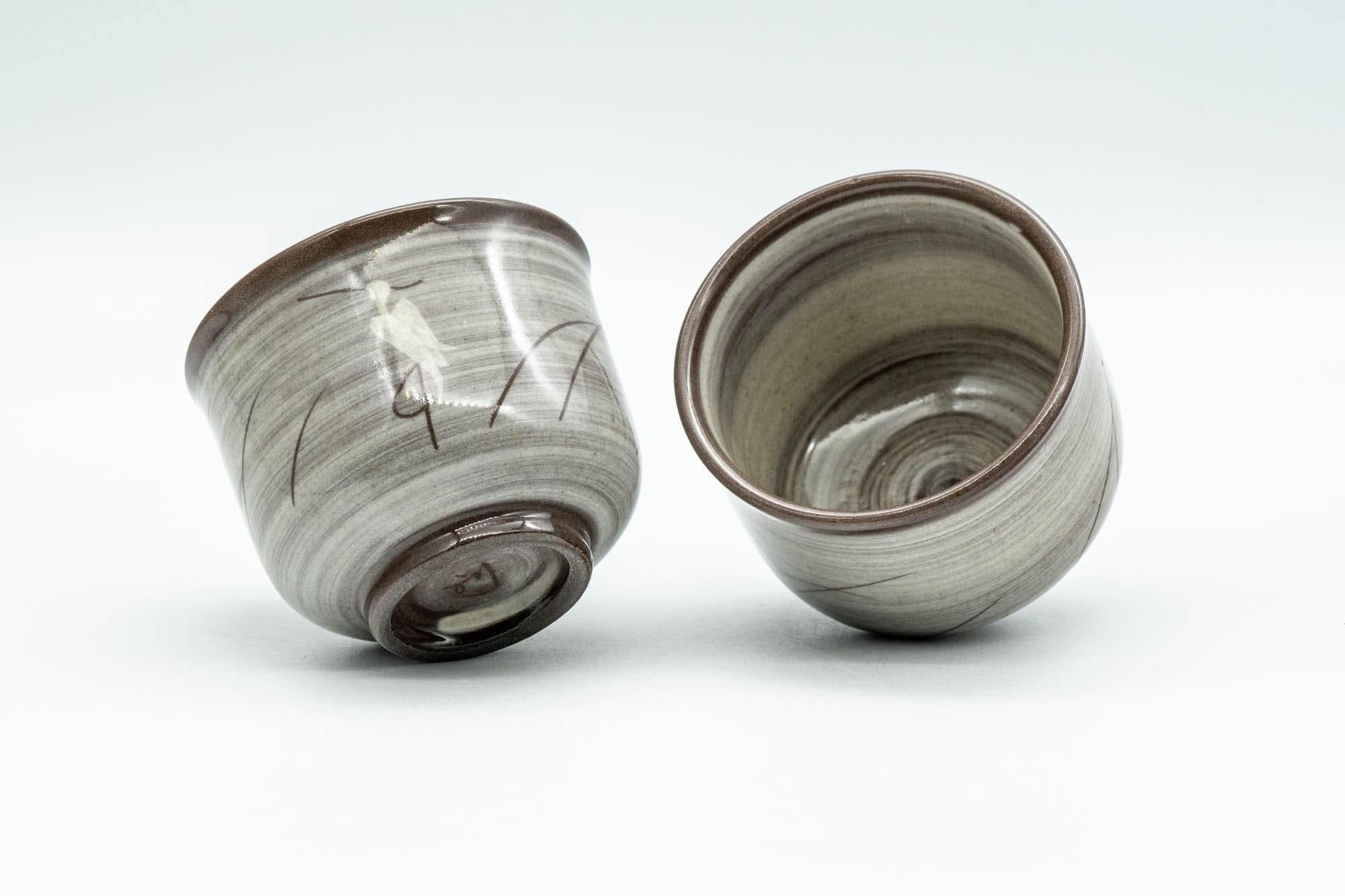 Japanese Teacups - Pair of Egret Utsutsugawa-yaki Guinomi - 50ml