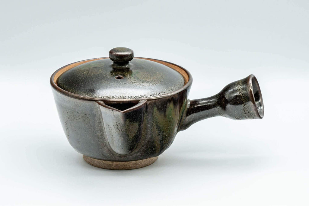 Japanese Kyusu - Black Green Glazed Houhin-style Do-ake Teapot - 200ml