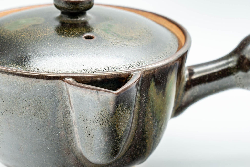 Japanese Kyusu - Black Green Glazed Houhin-style Do-ake Teapot - 200ml