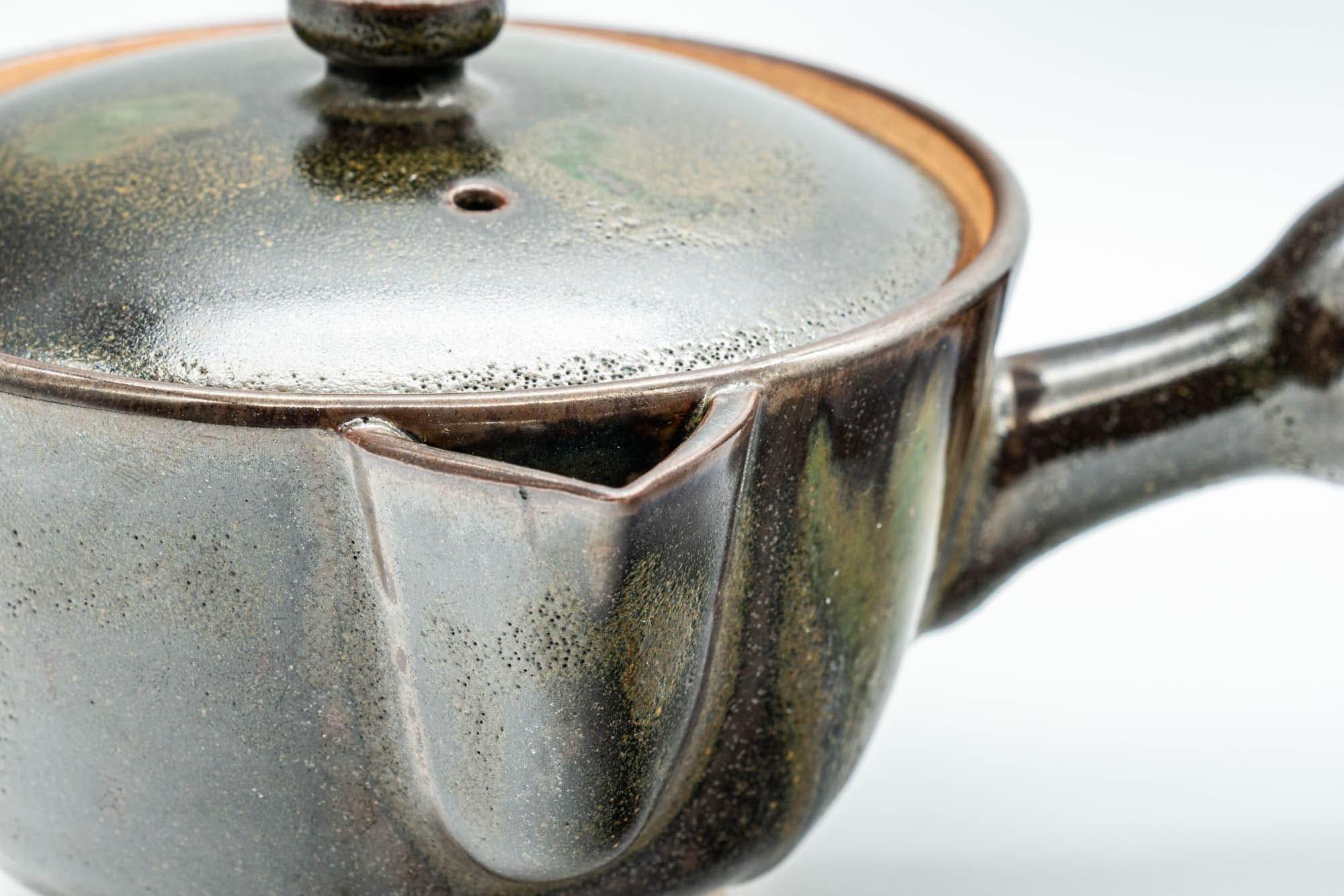 Japanese Kyusu - Black Green Glazed Houhin-style Do-ake Teapot - 200ml