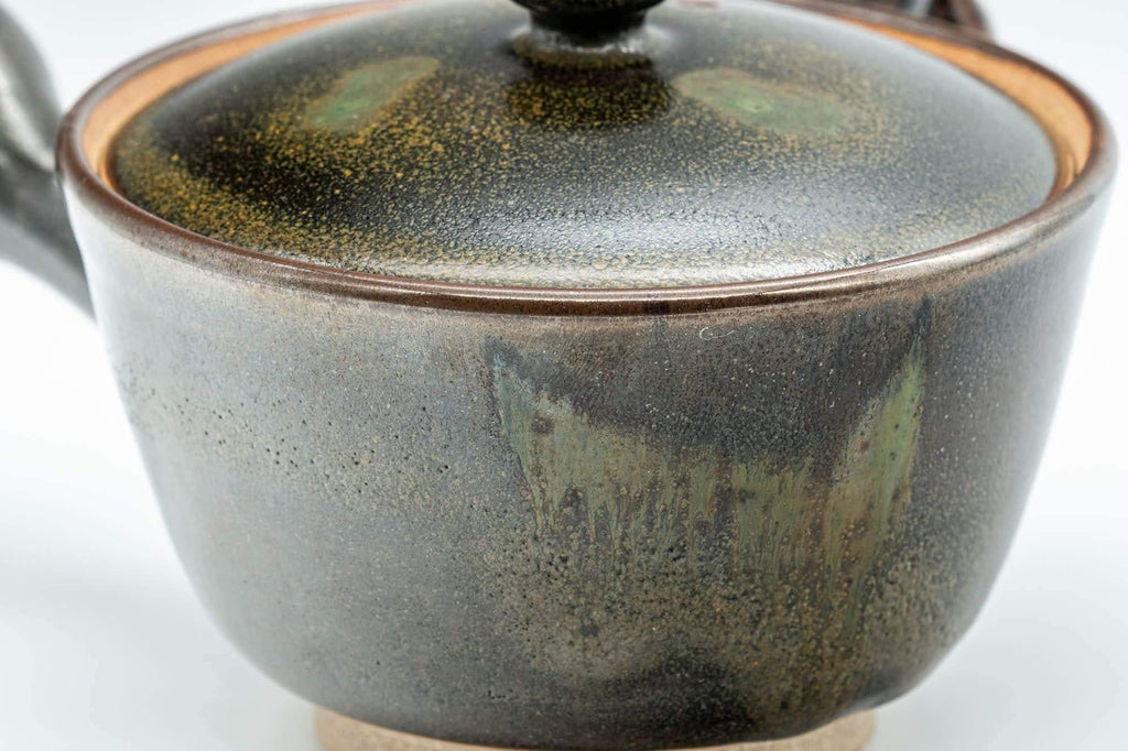 Japanese Kyusu - Black Green Glazed Houhin-style Do-ake Teapot - 200ml