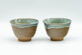 Japanese Teacups - Pair of Teal Drip-Glazed Agano-yaki Yunomi - 100ml