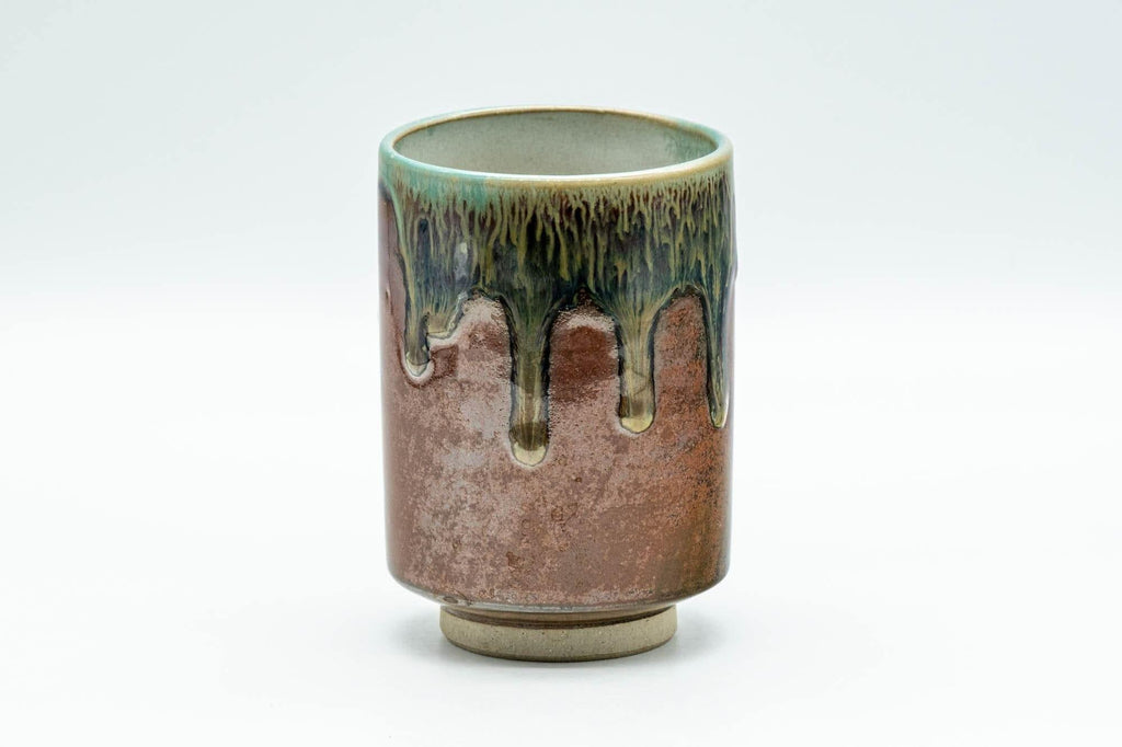 Japanese Teacup - Blue-Green Drip-Glazed Tsutsu-gata Yunomi - 150ml