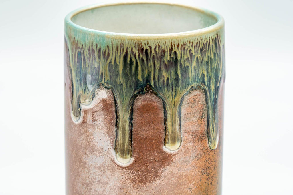 Japanese Teacup - Blue-Green Drip-Glazed Tsutsu-gata Yunomi - 150ml