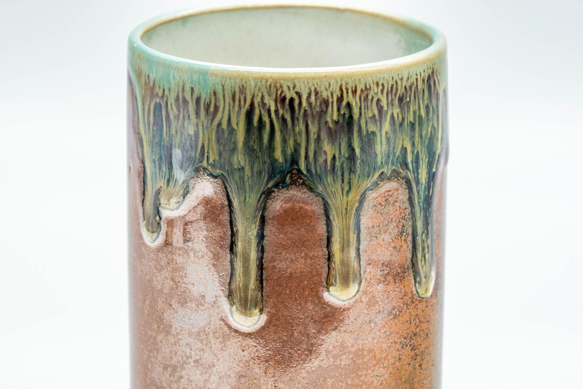 Japanese Teacup - Blue-Green Drip-Glazed Tsutsu-gata Yunomi - 150ml