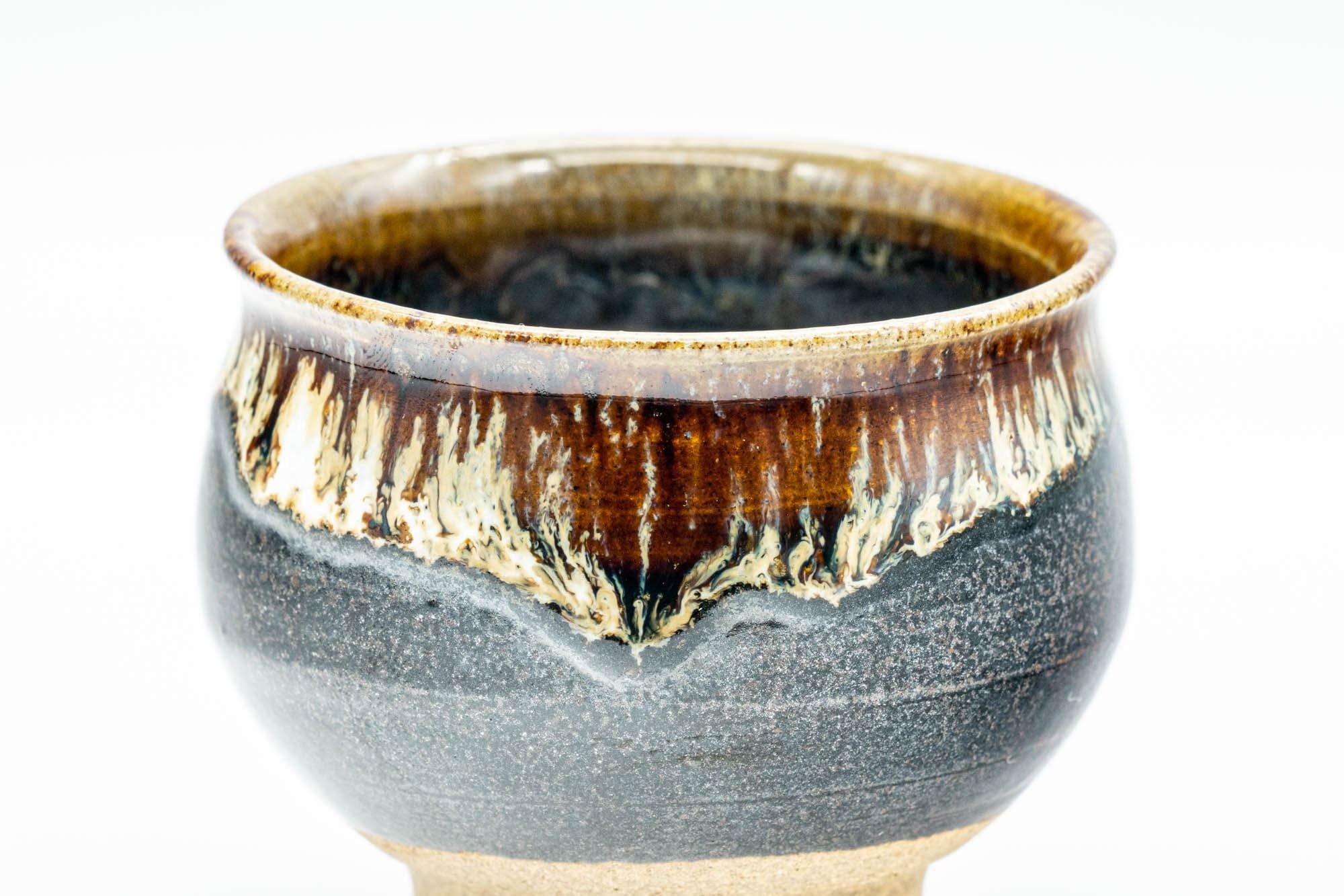 Japanese Teacup - Black and Brown Drip-Glazed Yunomi - 70ml
