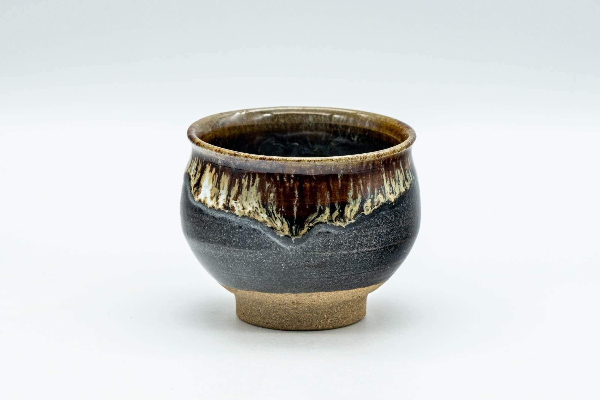Japanese Teacup - Black and Brown Drip-Glazed Yunomi - 70ml