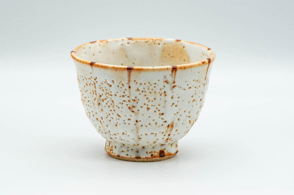 Japanese Teacup - Orange and White Shino Glazed Yunomi - 150ml