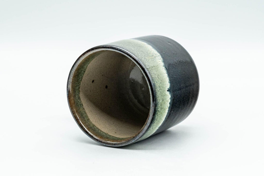 Japanese Teacup - Jet Black and Grey Hare's Fur Glazed Yunomi - 120ml