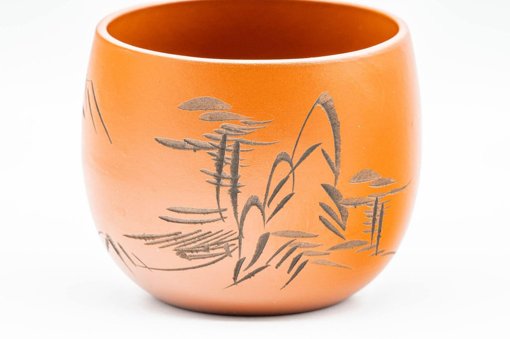 Japanese Teacup - Engraved Mountainous Tokoname-yaki Yunomi - 140ml