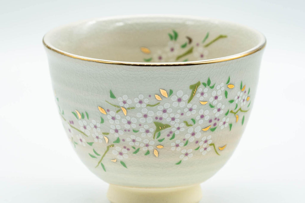 Japanese Teacup - Floral Gold Kyo-yaki Yunomi - 110ml