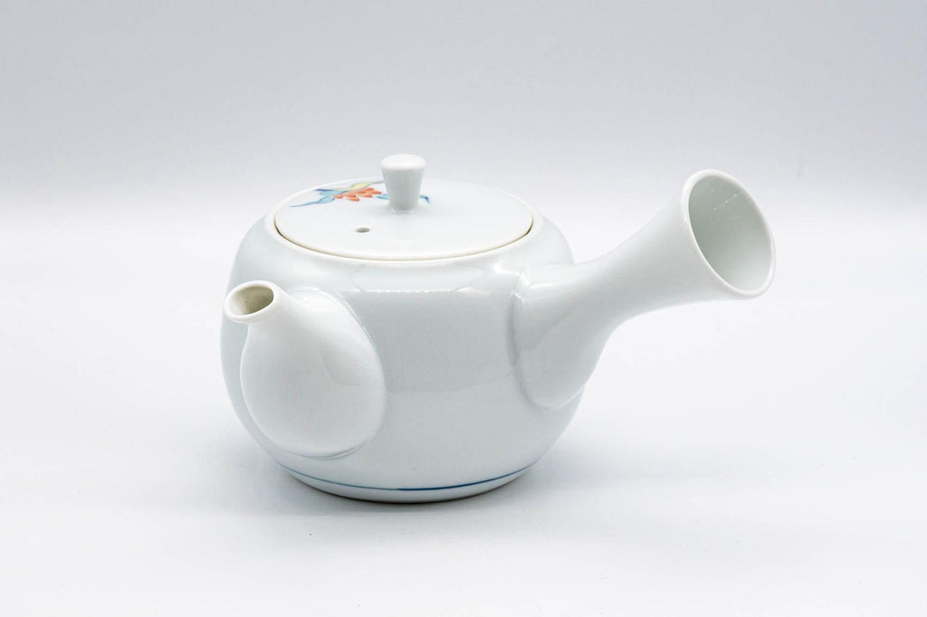 Japanese Kyusu - White Floral Arita-yaki Debeso Teapot - 200ml