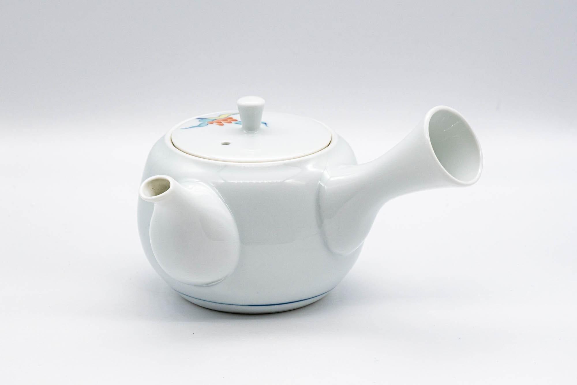 Japanese Kyusu - White Floral Arita-yaki Debeso Teapot - 200ml