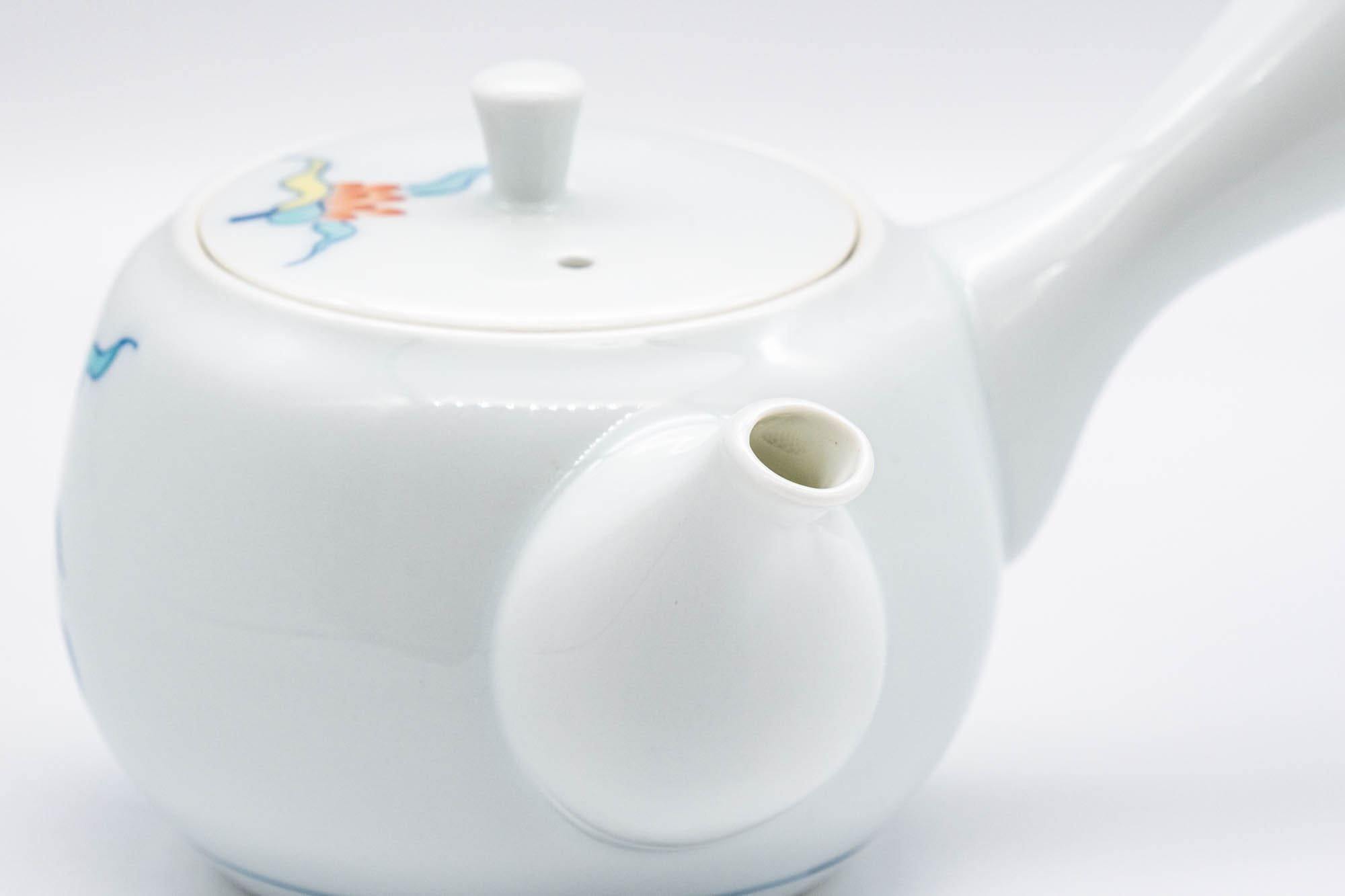 Japanese Kyusu - White Floral Arita-yaki Debeso Teapot - 200ml