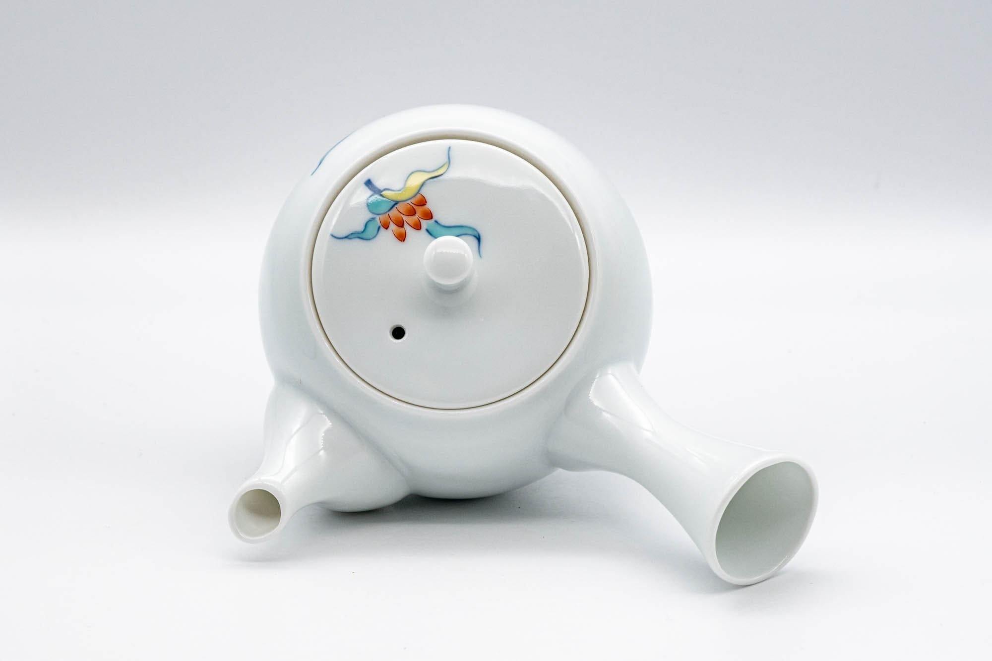 Japanese Kyusu - White Floral Arita-yaki Debeso Teapot - 200ml